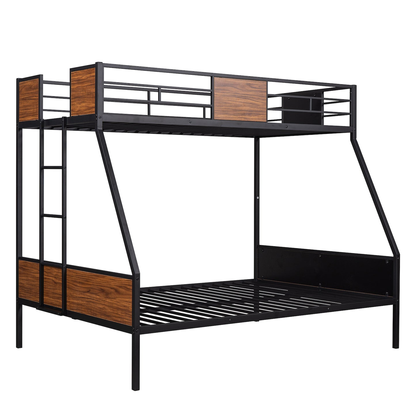 Lucky Twin over Full Metal Bunk Bed - Black & Brown