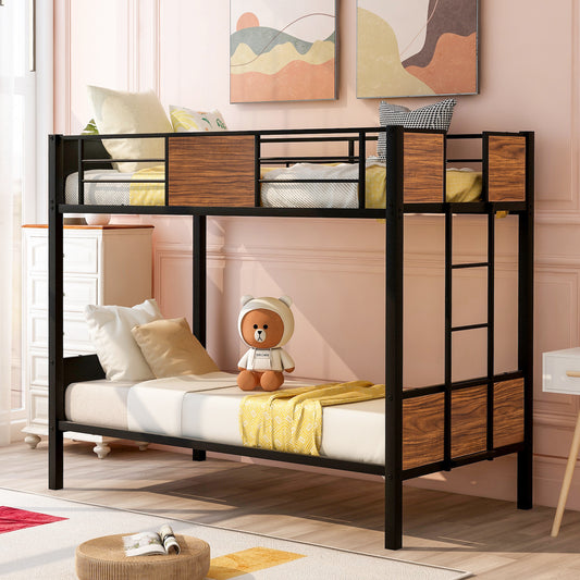 Lucky Twin over Twin Metal Bunk Bed - Black & Brown