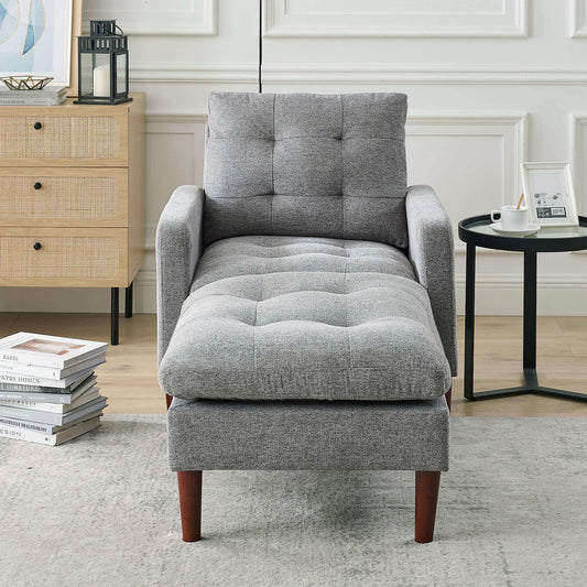 Welike Modern Upholstered Sofa Chair & Ottoman Set - Gray