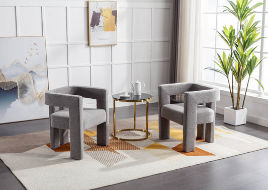 Coolmore Contemporary Boucle Dining Chair Set of 2 - Carbon Gray