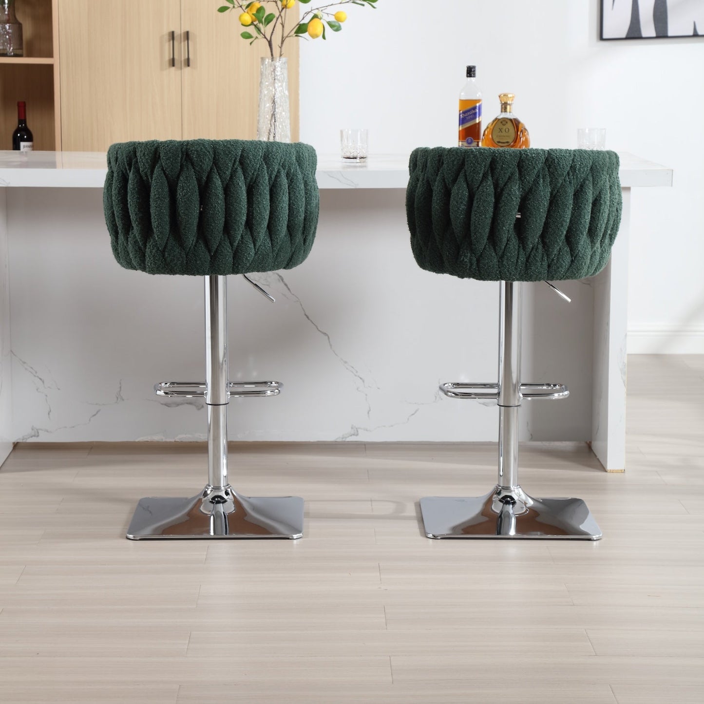 Coolmore Vintage Bar Stools in Emerald Boucle Set of 2