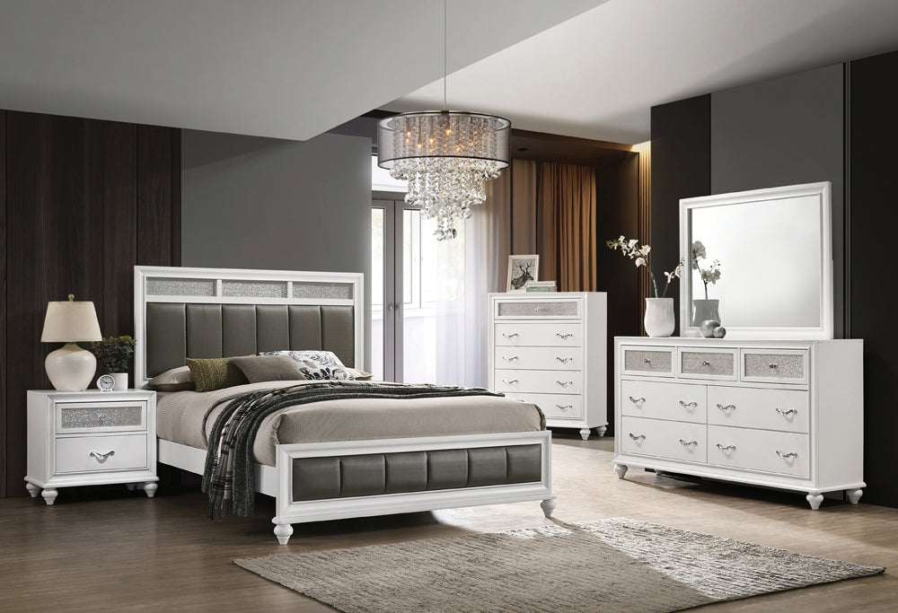 Barzini Bright White King Bed with Padded Headboard