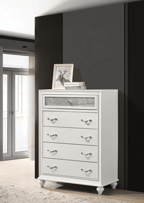 Barzini 5-Drawer Rectangular Chest White