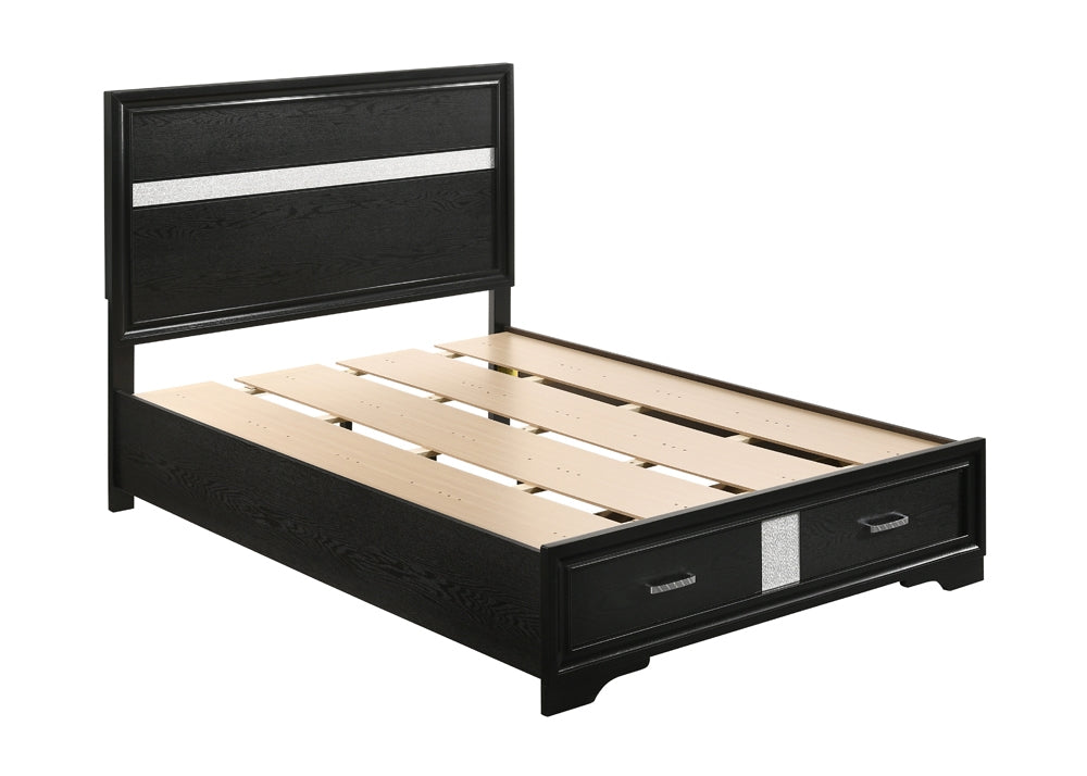 Seiad Queen Platform Storage Bed with Crushed Crystal Accents