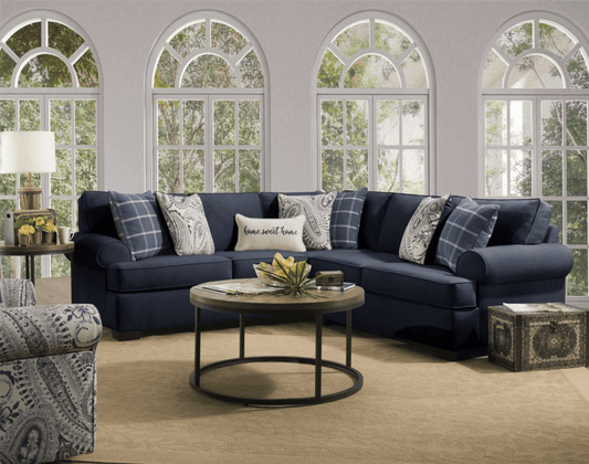 Morgan Indigo Blue Linen Sectional Sofa - Washington 2300