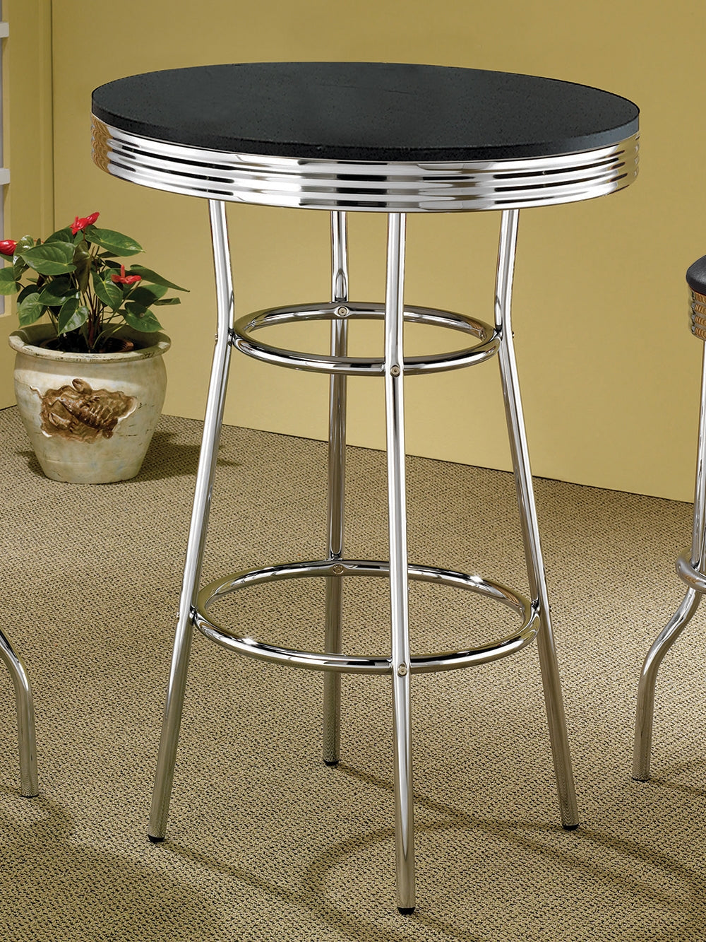 Martin's Retro Bar Table with High Gloss Black Top