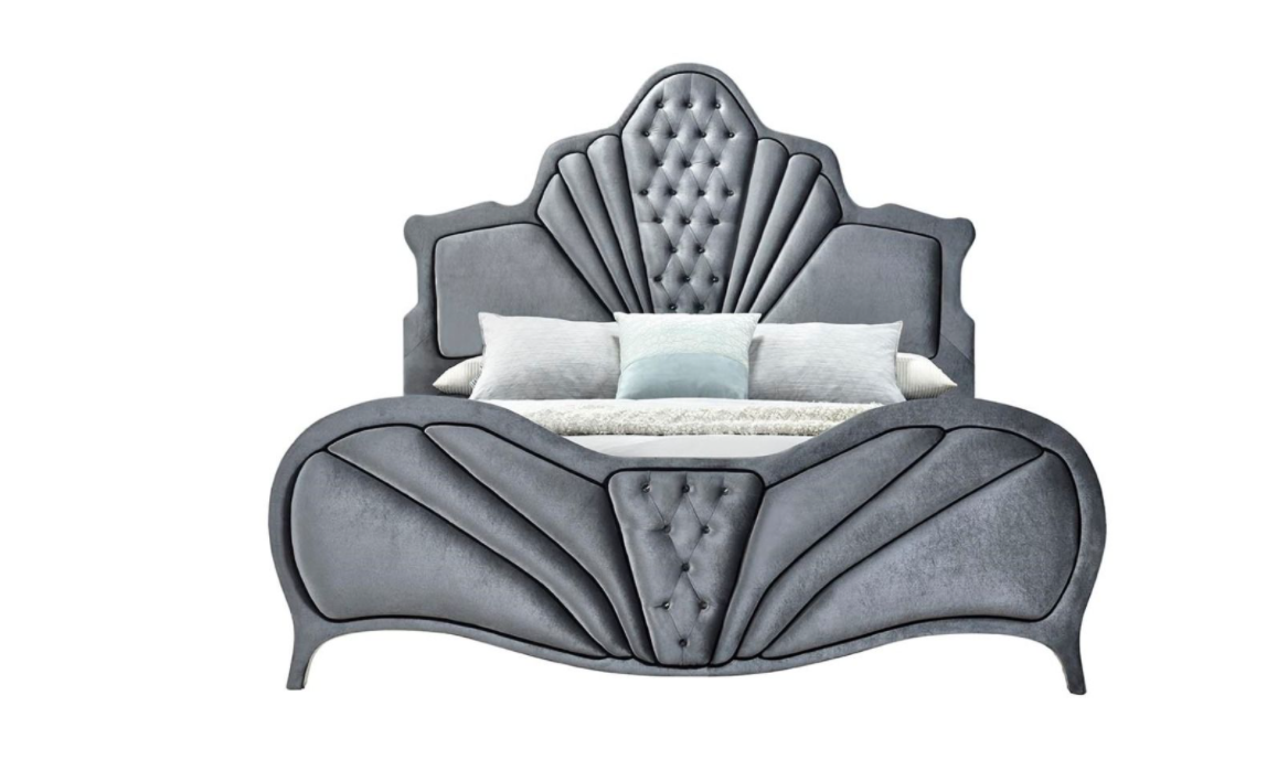 Dante Gray Velvet Upholstered Queen Bed - ACME 2422