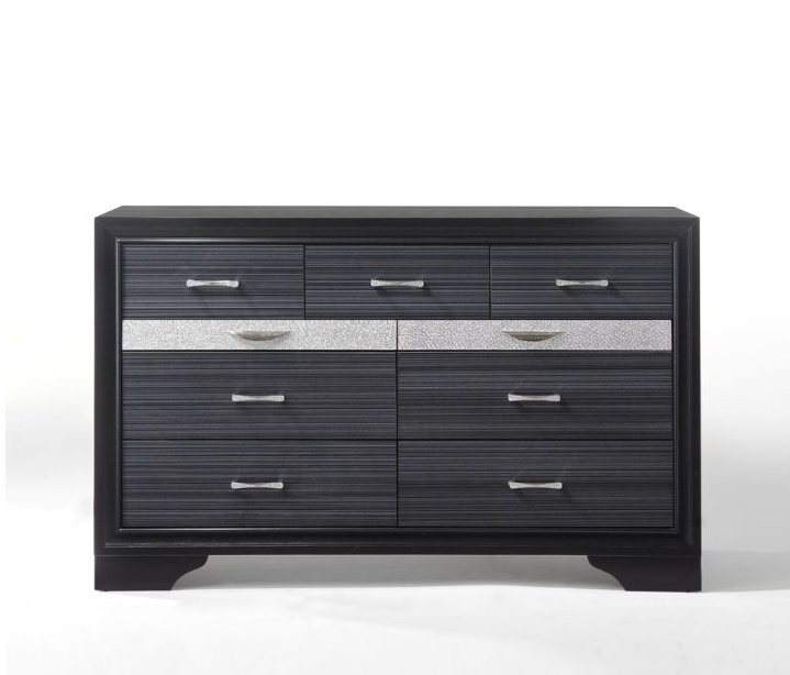 Naima Queen Storage Bed in Black with Contrasting Gray