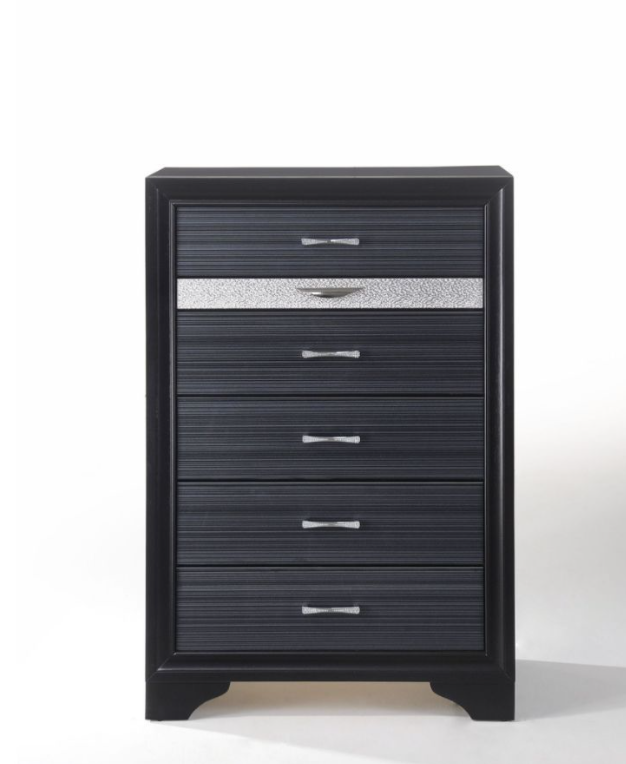 Naima 6-Drawer Chest in Black with Jewelry Drawer