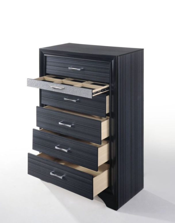 Naima 6-Drawer Chest in Black with Jewelry Drawer