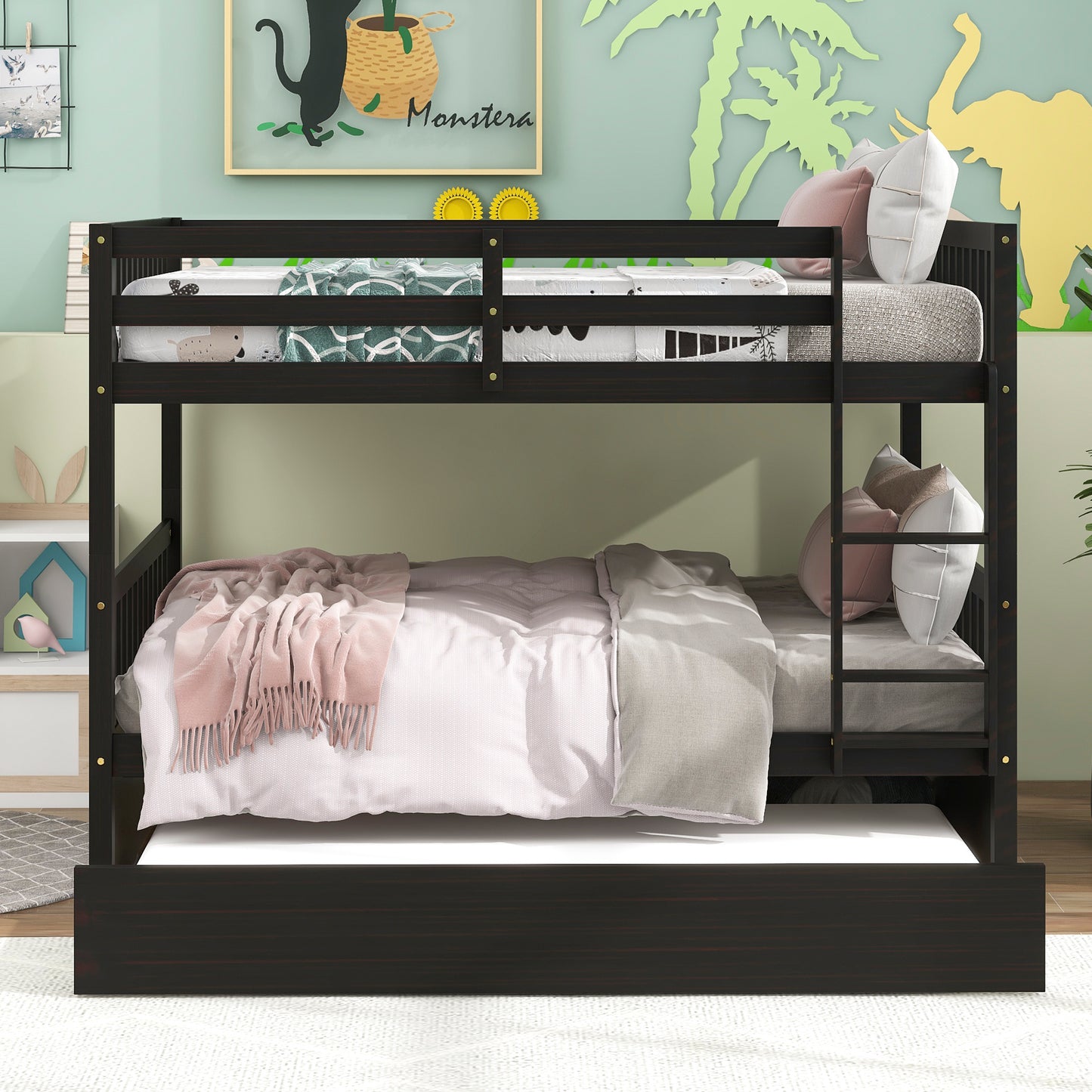 Inspirit Full over Full Convertible Bunk Bed with Trundle - Espresso