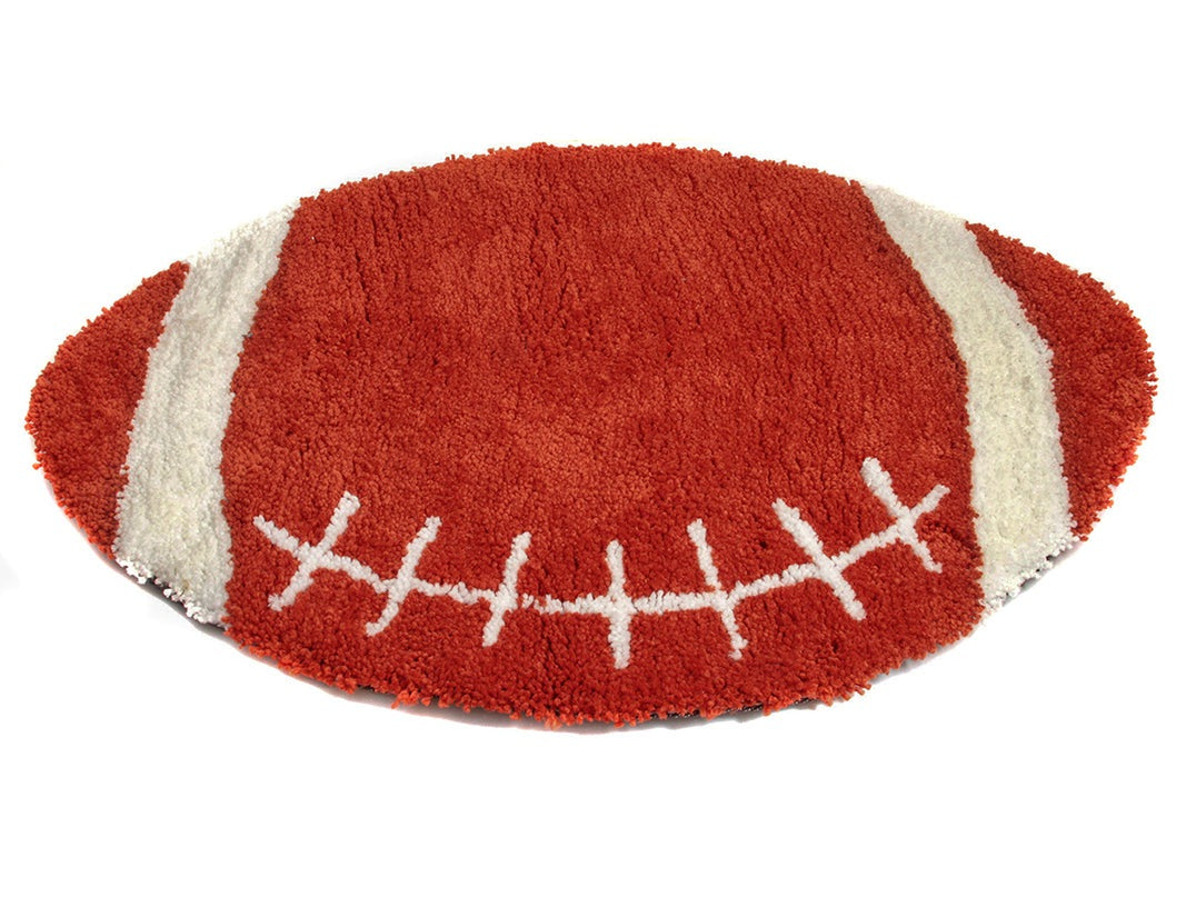 "Sports Theme" Shaped Hand Tufted Extra Soft Shag Area Rug 36-in Diameter
