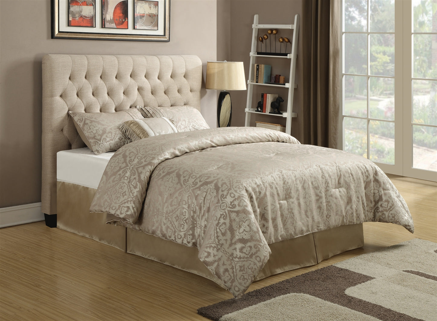 Chloe King Size Upholstered Headboard in Oatmeal Linen