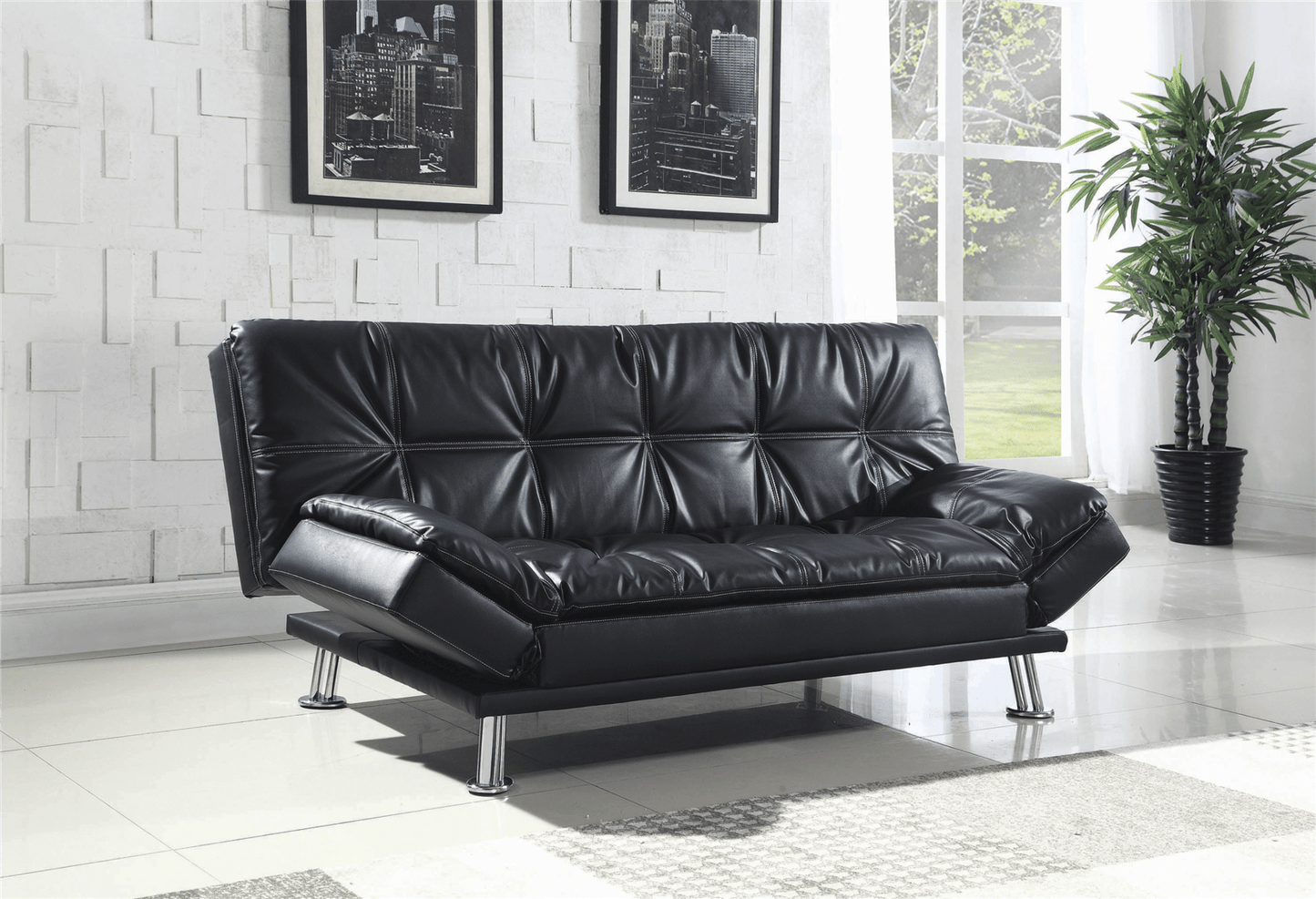 Dilleston Tufted Back Upholstered Sofa Bed Black