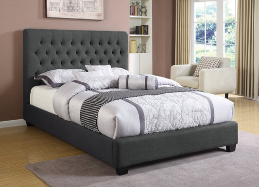 Jillian Charcoal Gray Tufted Queen Size Bed