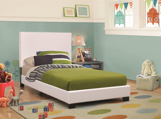 Muave Twin Size White Leatherette Platform Bed