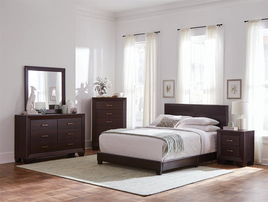 Simms Cocoa Brown Leatherette Full Bed