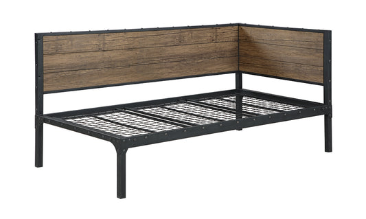 Getler Weathered Chestnut with Riveted Black Metal Twin Daybed