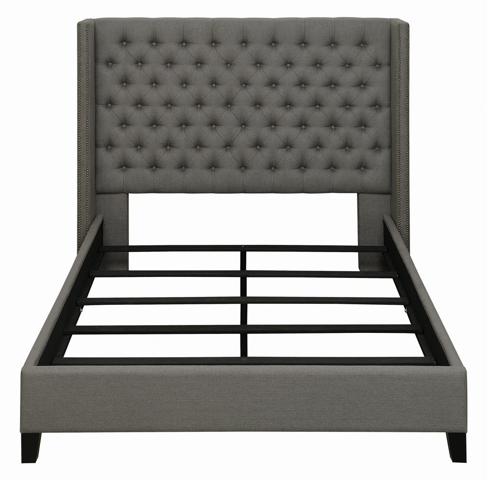 Bancroft Demi-Wing Full Bed in Grey Woven Fabric