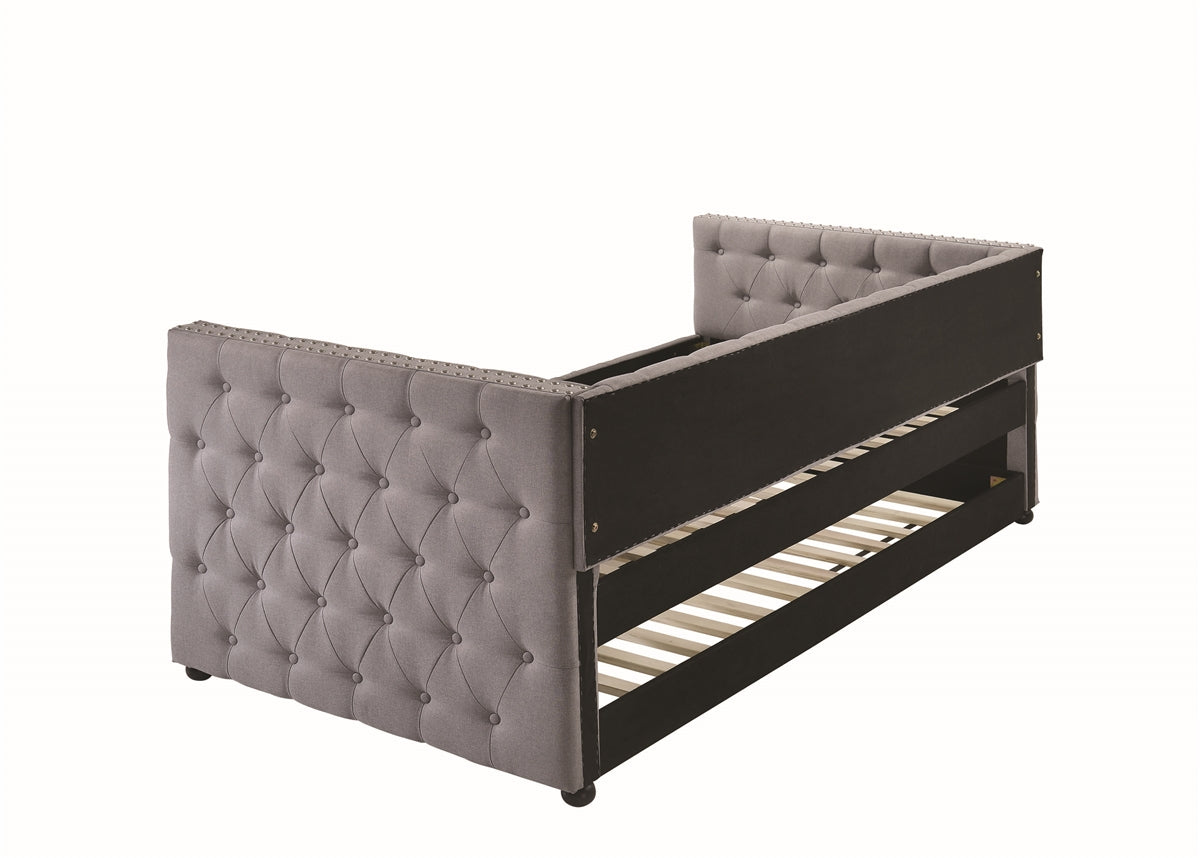 Mockern Tufted Upholstered Daybed With Trundle Grey