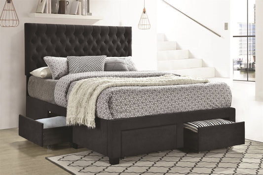 Lompoc Charcoal Upholstered King Storage Bed