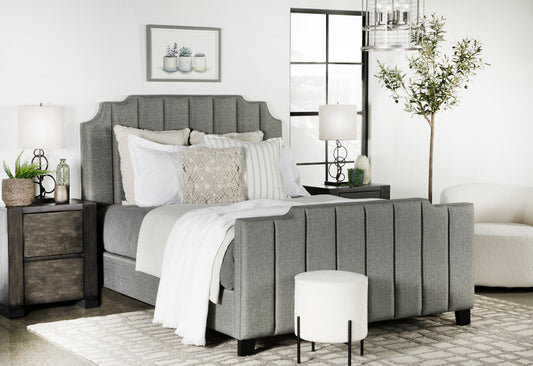 Fiona Light Gray Upholstered Queen Bed