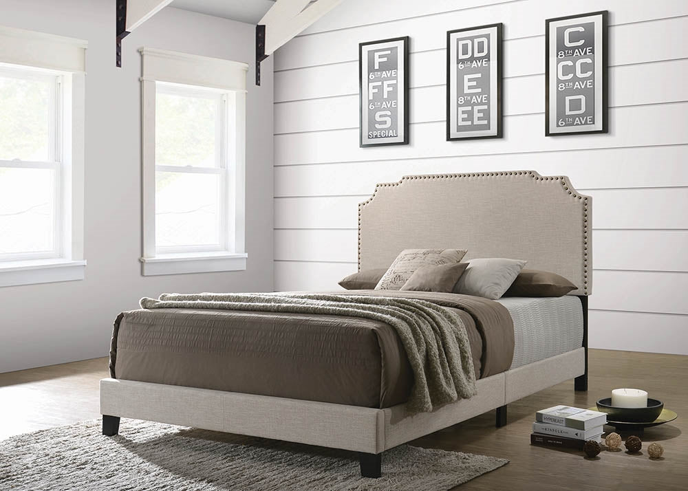 Alva Beige Upholstered Queen Bed