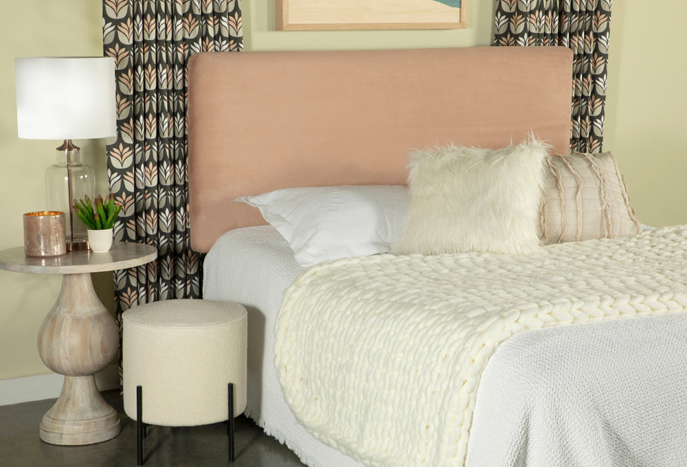 Gigi Twin Size Ultra Plush Faux Fur Headboard in Blush