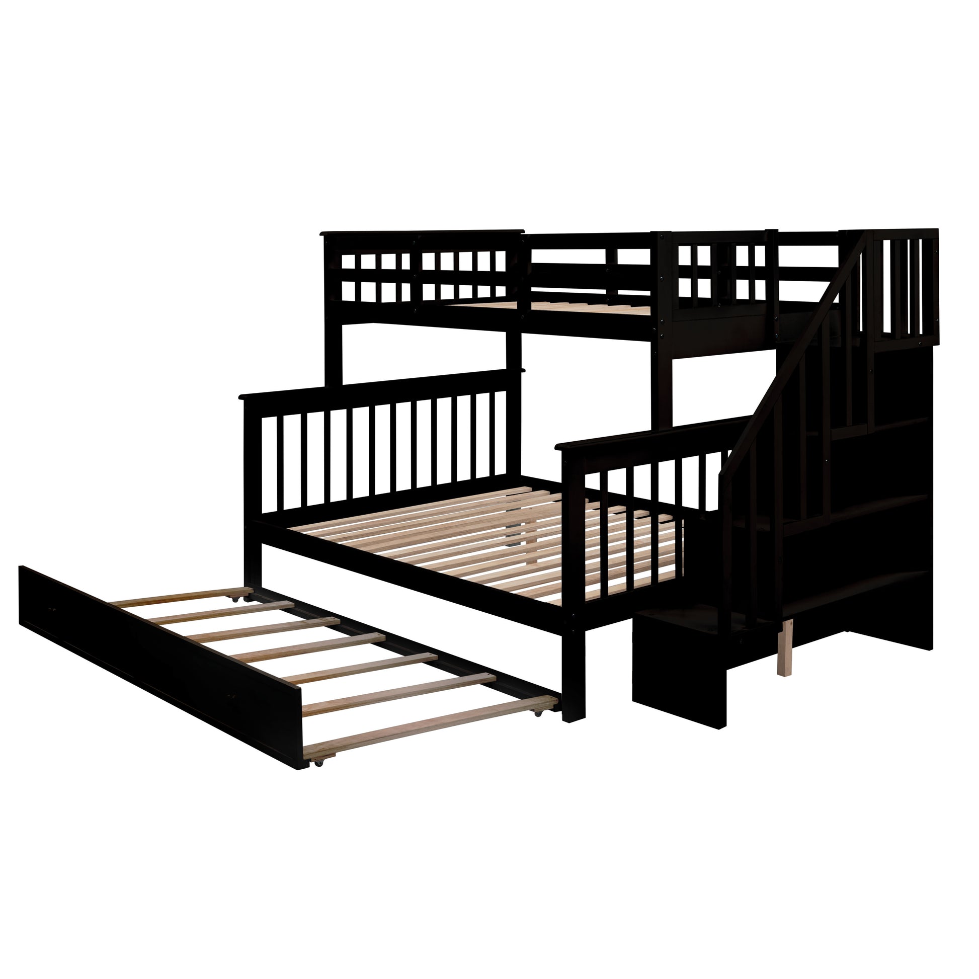 Twin-Over-Full Bunk Bed with Twin Size Trundle - Espresso