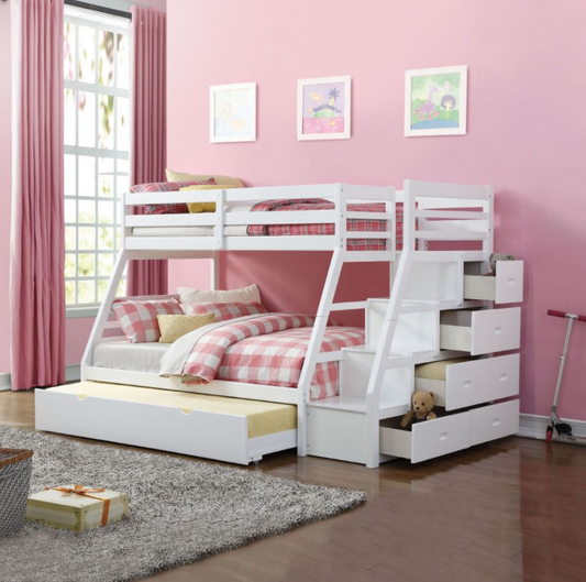 Jason Twin over Full Storage Bunk Bed in White