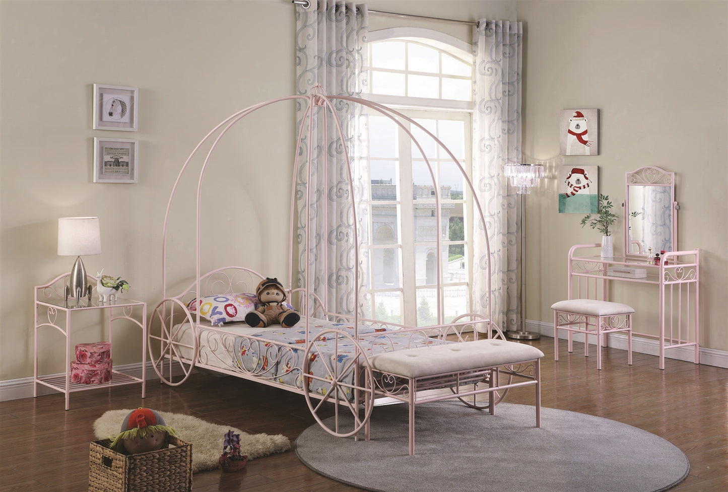 Shirlee Princess Carriage Theme Pink Twin Bed