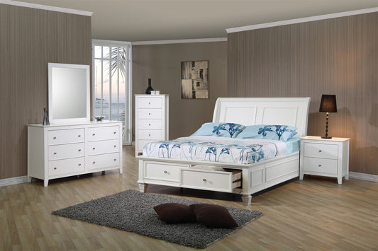 Snow Cottage Style Bright White Twin Storage Bed