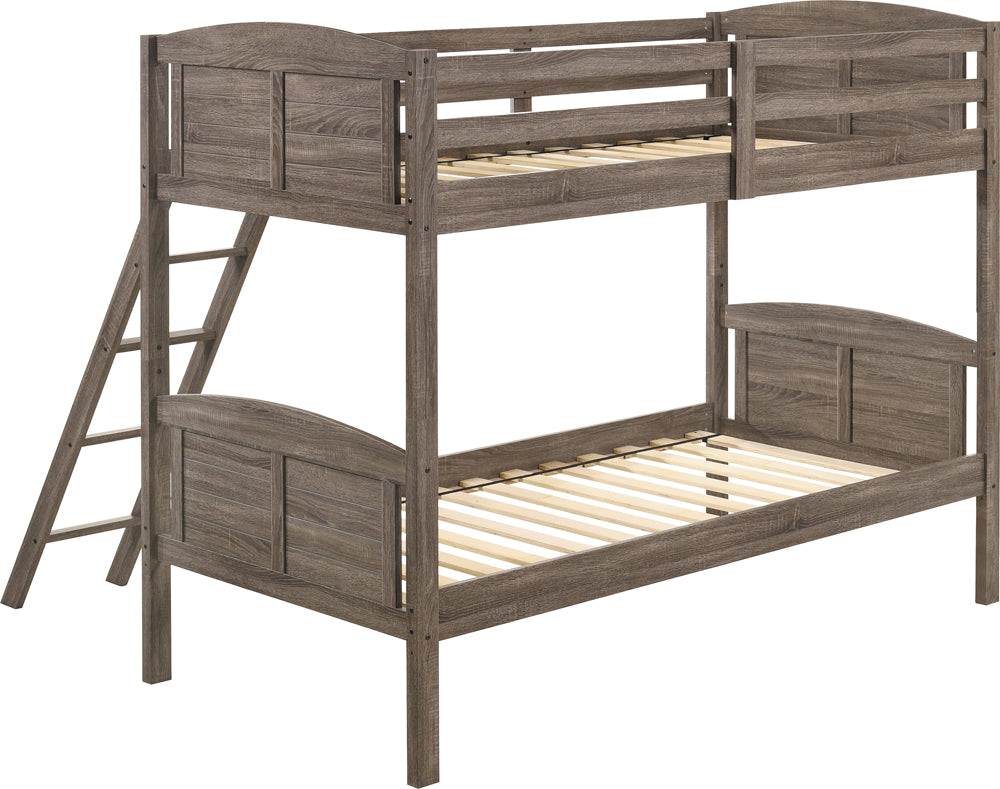 Flynn Twin over Twin Bunk Bed Weathered Brown