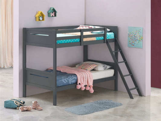 Littleton I Twin over Twin Bunk Bed in Grey
