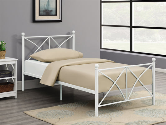 Hart Modern Twin Metal Platform Bed in Matte White