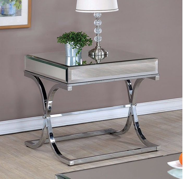 Sundance Contemporary Chrome Finish End Table w- Glass Top