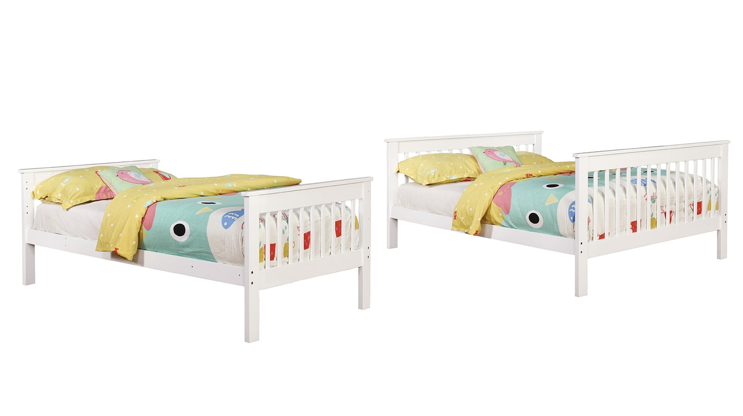 Troy White Finish Twin Over Full Bunk Bed