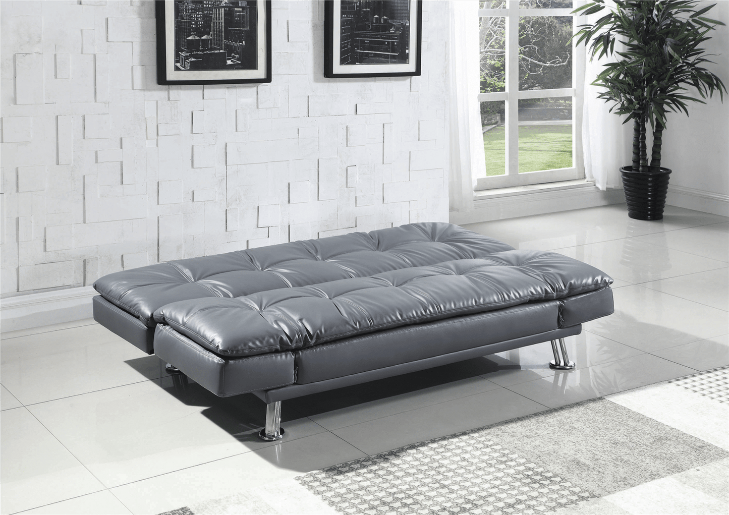 Dilleston Tufted Back Upholstered Sofa Bed Grey