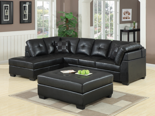 Darleen Cushion Back Tufted Sectional in Black