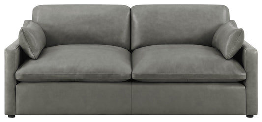 Grayson Transitional Top Grain Leather Sofa in Grey