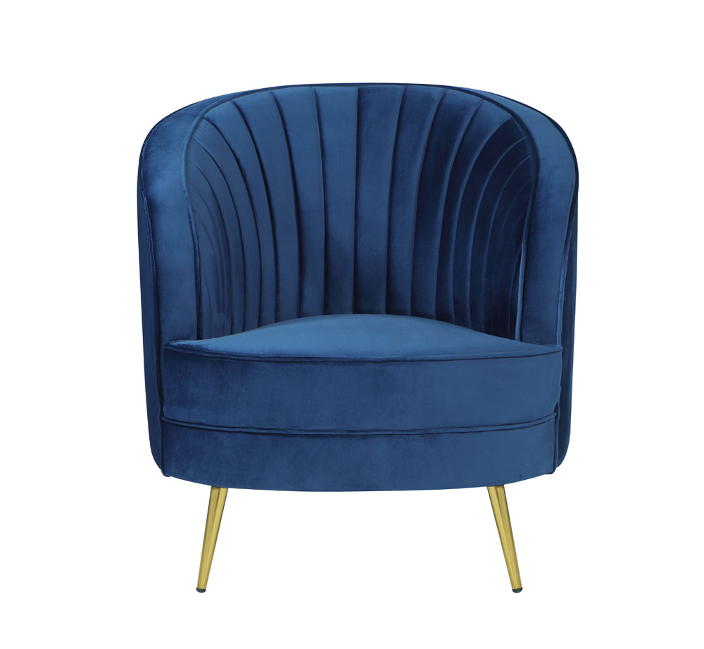 Sophia Modern Glam Sofa in Blue Velvet