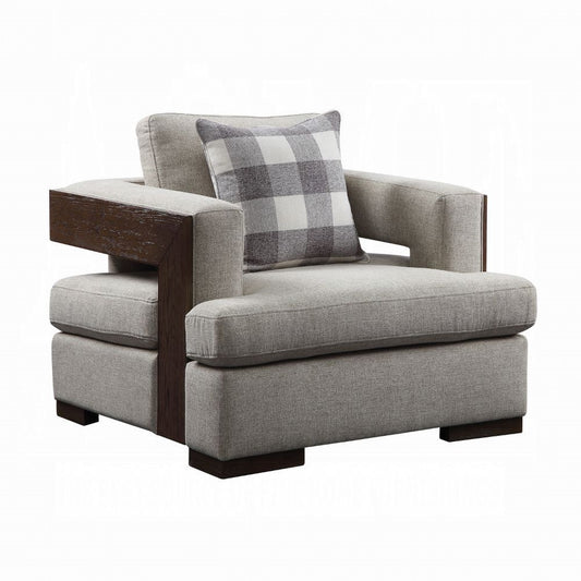 ACME Niamey Chair w-1 Pillow - 54852 - Fabric & Cherry