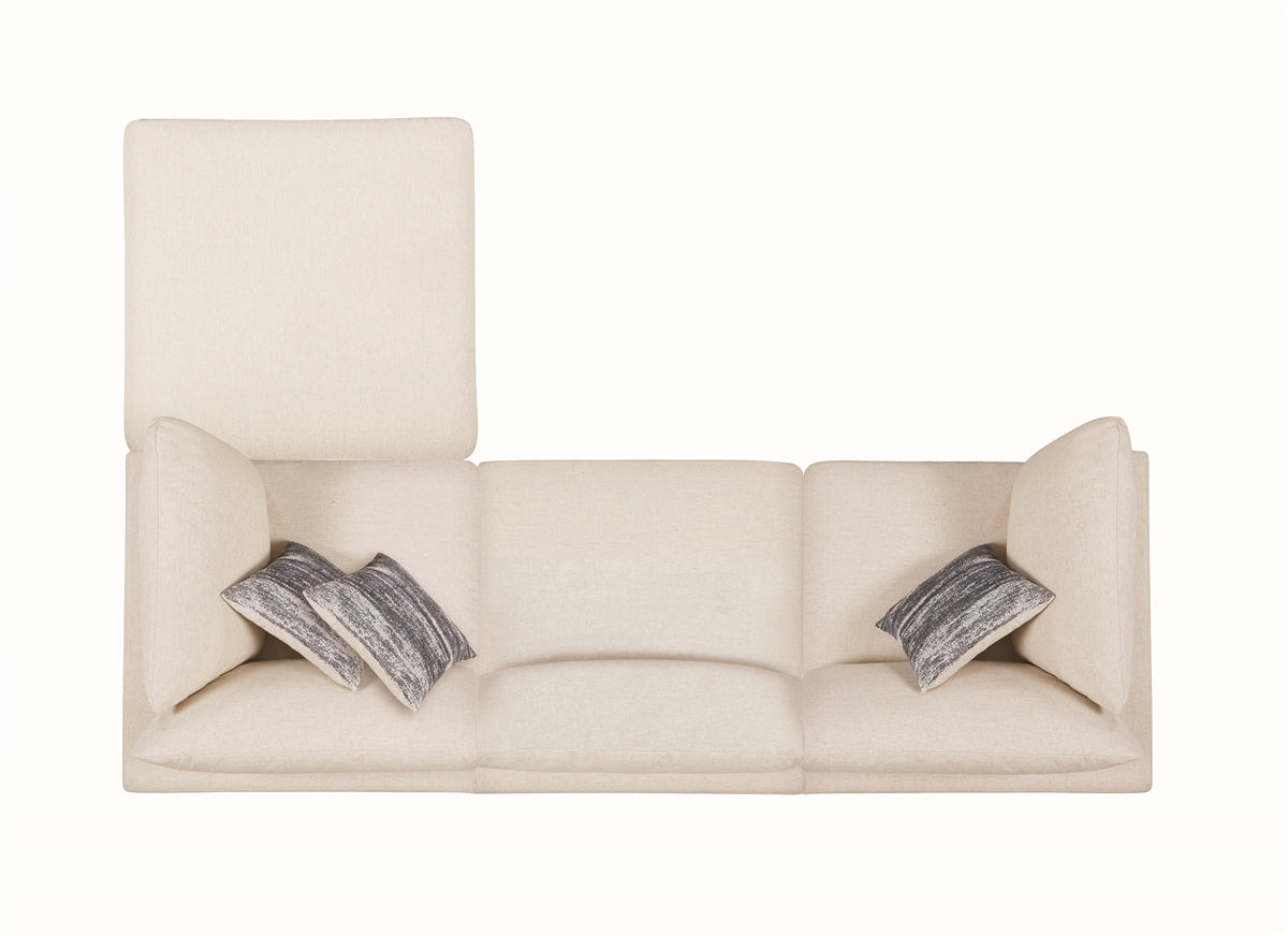 Serene Beige Linen 4-Piece Modular Sectional w- Feather Down Seating