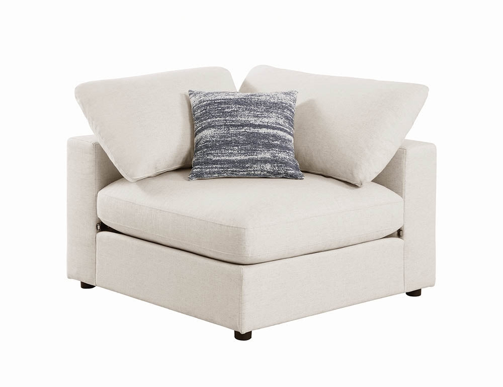 Serene Beige Linen 4-Piece Modular Sectional w- Feather Down Seating