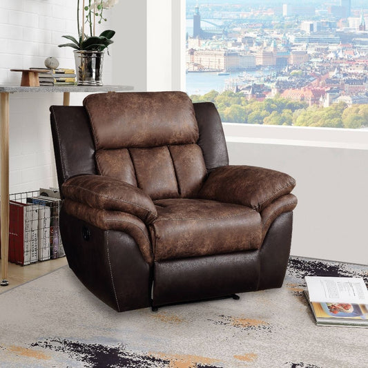 Jaylen Two-tone Toffee and Charcoal Polished Microfiber Recliner