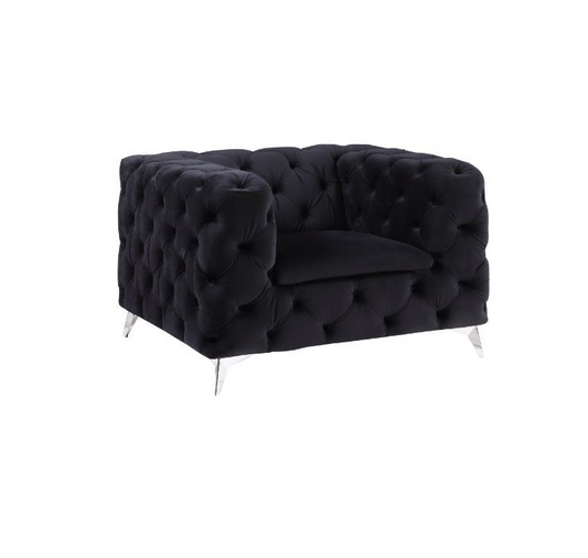 Phifina Contemporary Black Velvet Tufted Chair