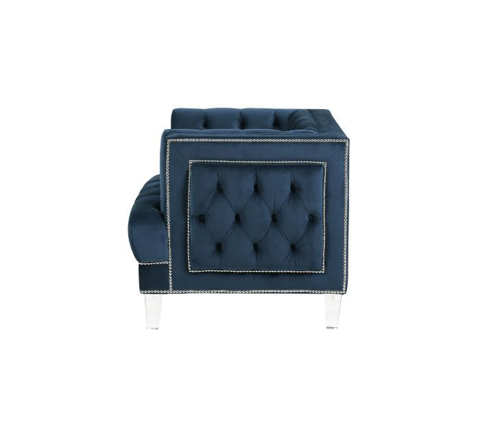Ansario Blue Velvet Chair with Acrylic Legs