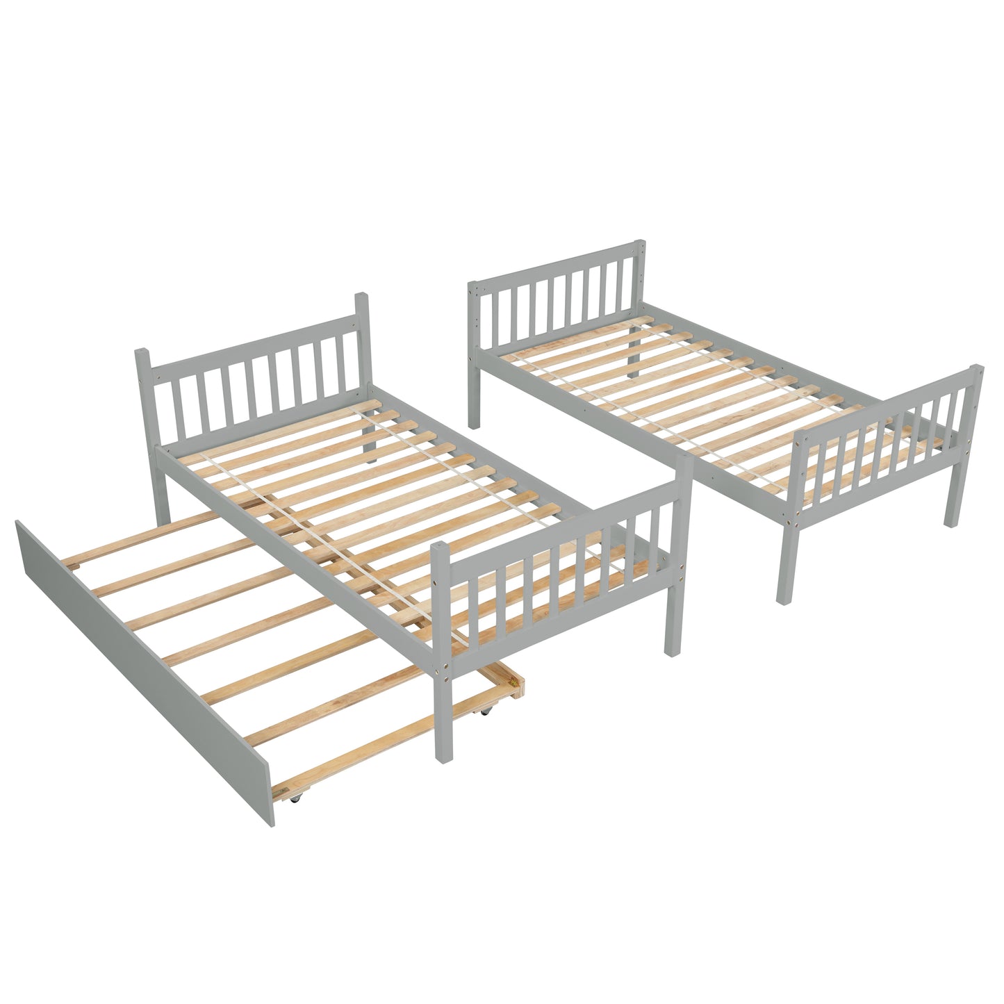 Inspirit Twin Over Twin Bunk Beds with Trundle - Gray