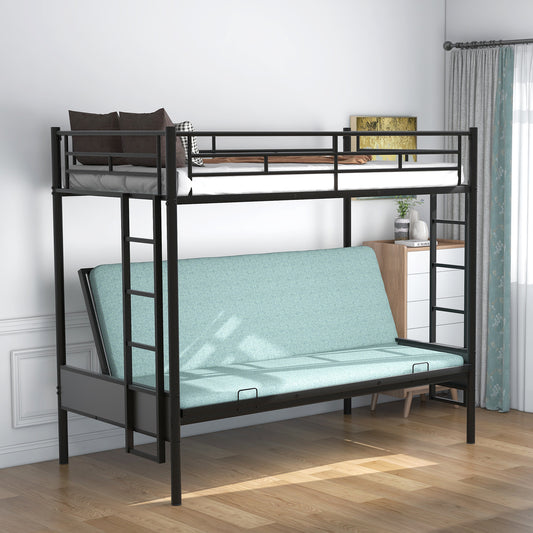 WM Store Twin over Full Metal Bunk Bed, Multi-Function,Black