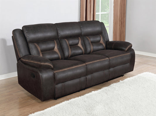 Greer Dark Brown Motion Sofa - Coaster 651354